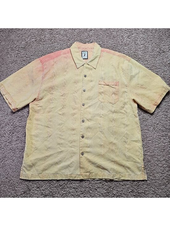 Jamaica Jaxx Other - Jamaica Jaxx Button Up Shirt Mens XXL Yellow Hawaiian Silk Short Sleeve Top